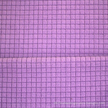 Lila rutig rutig Jacquard stickad borstad fleece tyger